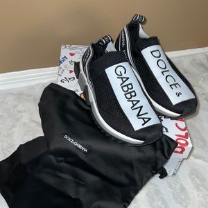 DOLCE & GABBANA black and white Sorento Knit sneakers